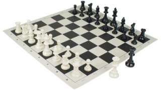 Value Club Chess Set & Rollup Chess Board   Black  