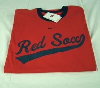 Mens Nike MLB Boston Red Sox Ringer Red / Navy T Shirt any size L XL 