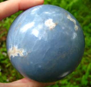Large Angelite ~ Anhydrite Gemstone Sphere Crystal Ball Peru  