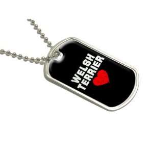 Welsh Terrier Love   Black   Military Dog Tag Luggage Keychain