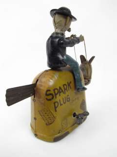 Rare Nifty Barney Google Spark Plug Windup Tin Toy 1923  