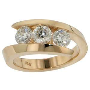  1.15 CT TW 3 Stone Channel Set Anniversary Wedding Ring in 