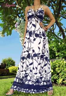 NEW Floral White Ladies/Women Summer Long Maxi Dress Size Sz M L 6 8 