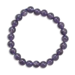  Genuine Elegante (TM) Base Metal 8mm Amethyst Bead Stretch Bracelet 