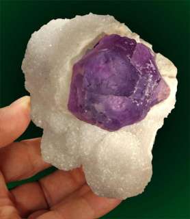 Gorgeous purple fluorite on bright white quartz