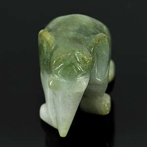 64.01 Ct. Adorable Natural Green White Elephant Carved Jade  