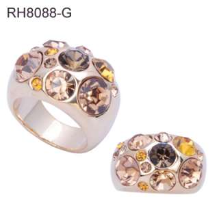 Fashion Ring w/ White, Gold, Purple, or Black Crystals  