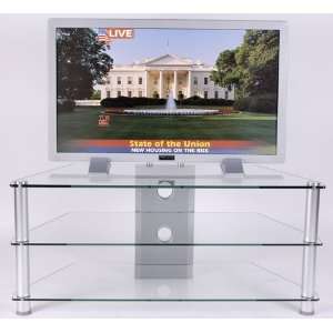  Silver 45 Glass and Aluminum Plasma TV Stand Furniture & Decor