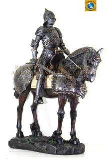 MEDIEVAL KNIGHT ON HORSE CALVARY ROYAL GUARD STATUE  
