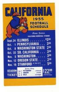 1955 University of California Football Schedule  