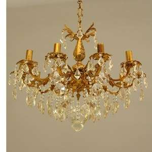 Chandelier 10 Armed Large Antique French Style Vintage Crystal Lamp 