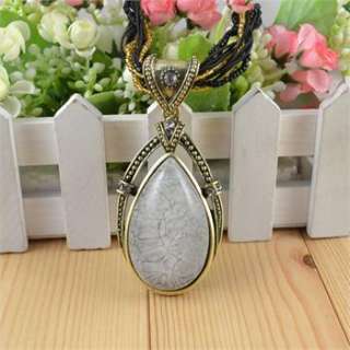 Antique Cocktail Multi Chain Resin Bead Drop Pendant Crystal Necklace 