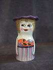  Susan Paley Ganz small Vase Purple hat lady figure flower brown eyes