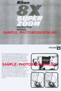 Nikon 8X Super Zoom Instruction Manual  