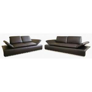 Darcel Leather 2 pcs Sofa Set in Brown 
