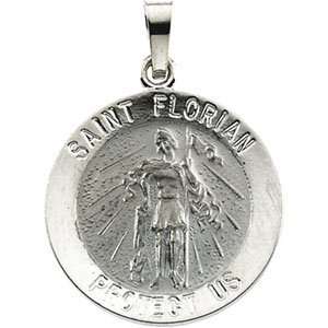    14K White Gold 18.00 mm St.Florian Medal CleverEve Jewelry