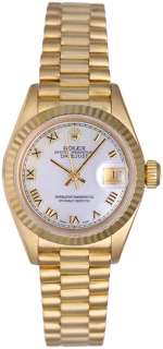 Rolex Ladies President 18k Yellow Gold Watch 69178 Roman Numeral 