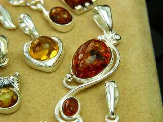 WHOLESALE LOT 50x Genuine Baltic Amber & 925 Solid Sterling Silver 