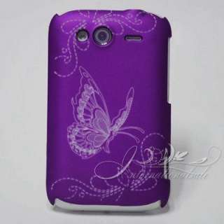 Purple Flowers butterfly hard Cover Case For HTC A510E WILDFIRE S 2 