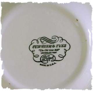Vintage Currier & Ives The Old Grist Mill Blue transferware plate.