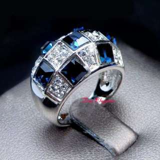 9ct white gold GF swarovski engagement wedding ring sz7  