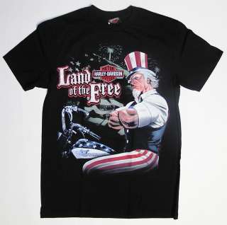 Stormy Hill Harley Davidson Dealer T Shirt, Uncle Sam Land of the Free 