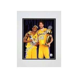  Kobe Bryant & Pau Gasol with 2010 NBA Finals Trophies in 