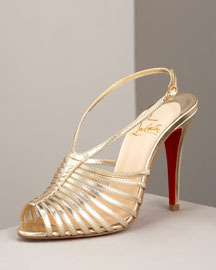 Christian Louboutin Bretelle Gold Leather Strappy Sandals 37 7 $695 