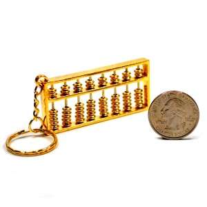 ABACUS KEYCHAIN Key Ring Gold Tone Chinese Charm NEW  