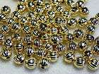 Metal Beads Gold Plated Corrugated Round 4mm (100)