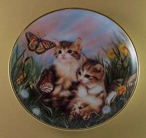 CHASING BUTTERFLIES Cat Kitten Plate Monarch MIB  