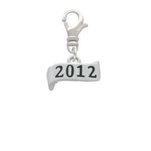  2012 Year Banner Silver Plated Clip on Charm [Jewelry 