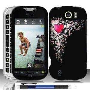 Pink Heart Celebrate Love On Black Protector Hard Cover Case for HTC 