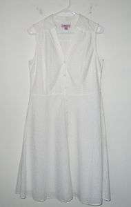 Womens MONSOON White Cotton Button Front Dress Size 12  