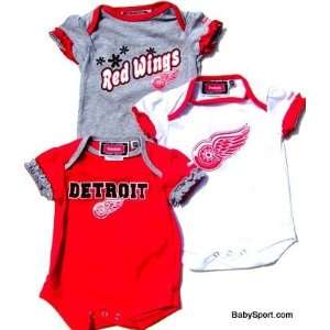 NEWBORN Baby Infant Detroit Red Wings 3pk Girl Onesies  