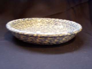 Henn Pottery BLUE Spongeware Wavy Edge Pie Plate  