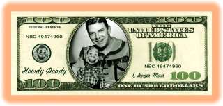 HOWDY DOODY novelty $100 bill * Classic TV collectible  