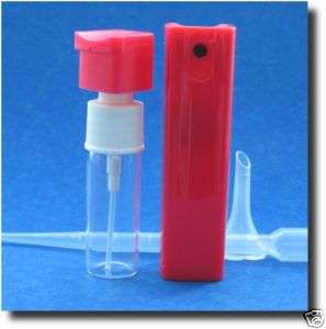 Red Plastic Atomizer Glass Liner Perfume 10ml/ 1/3oz  