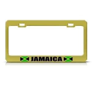  Jamaica Jamaican Flag Gold Country Metal License Plate 