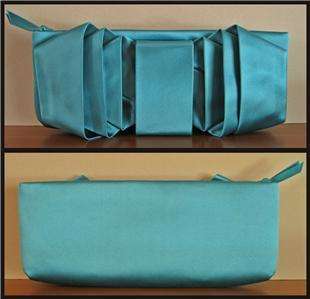 VALENTINO Garavani Turquoise Blue Green Satin Bow Clutch evening bag 