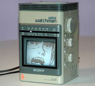 VINTAGE SONY WATCHMAN FD 500 PORTABLE TELEVISION AM FM RADIO CUBE 