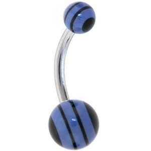  Black BLUE RACING STRIPE Belly Button Ring Jewelry