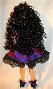 Lolita Babydoll Gothic dark beauty ooak barbie doll repaint curly hair 