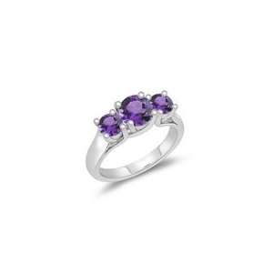  1.23 Cts Amethyst Three Stone Ring in 14K White Gold 4.5 
