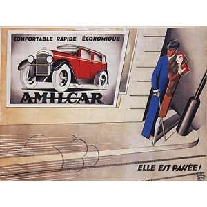 COUPLE LOOKING AD FOR AMILCAR CAR FRANCE FRENCH VINTAGE 