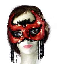 Shedevil Black and Red Half Mask   Devil or Mardi Gras  
