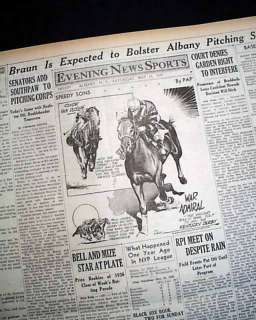 WAR ADMIRAL Preakness Horse Racing 1937 Old Newspaper Triple Crown 