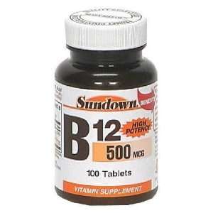Sundown Vitamin B12, 500 mcg, High Potency, 100 Tablets