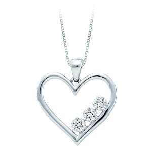  10K White Gold 0.07 ct. Diamond Heart Pendant with Chain 