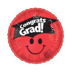  Red Congrats Grad Smiley Face 18 Mylar Balloon Health 
